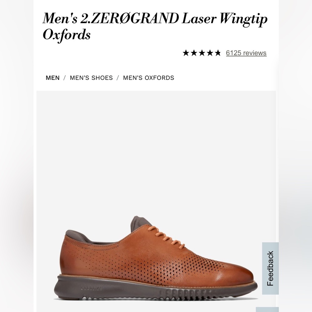 Men's 2.ZERØGRAND Laser Wingtip Oxfords, 11